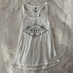 Roxy -  White Logo Graphic Print Racerback Tank Top